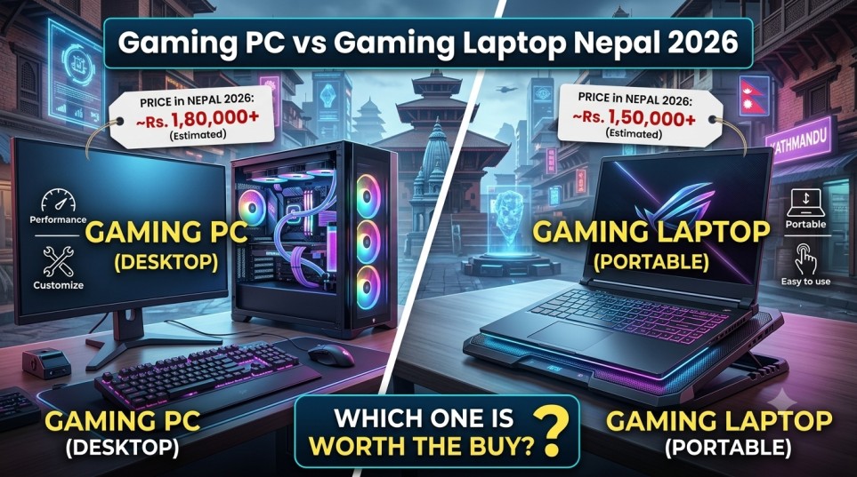 Feature image for Gaming PC vs Gaming Laptop Nepal
