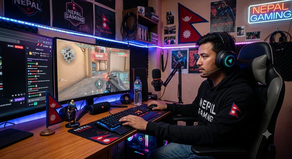 Guy playing PC games, Gaming pc vs gaming laptop Nepal